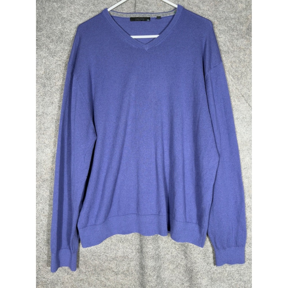 Greyson Mens Purple‎ Merino Wool Blend V-Neck Sweater Size XXL Long Sleeve Knit